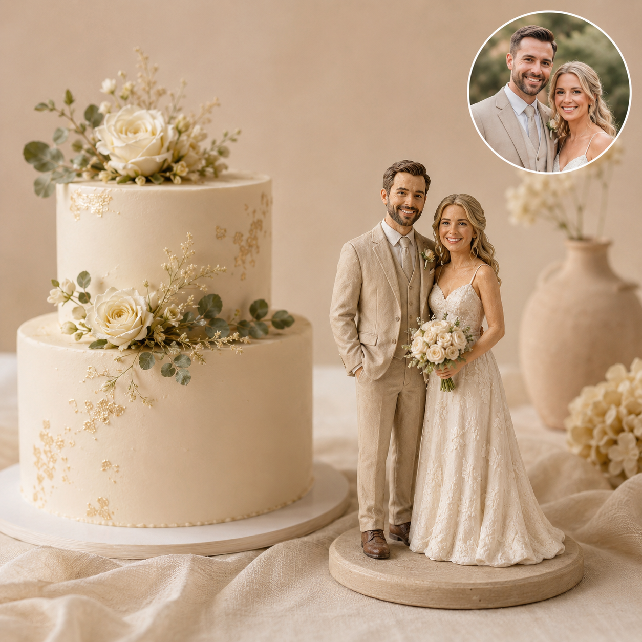 Custom Bride and Groom Figurine: Handmade Wedding Cake Topper