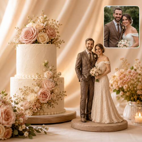 Custom Bride and Groom Figurine: Handmade Wedding Cake Topper